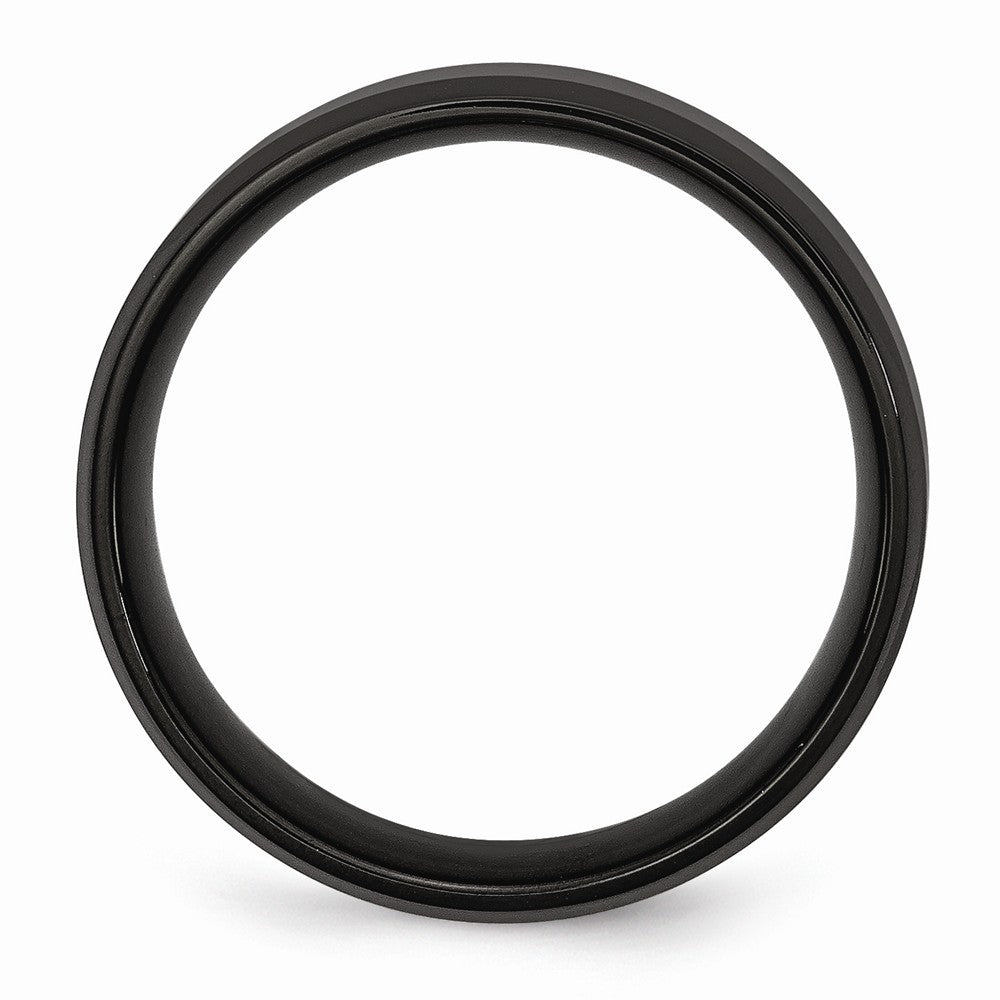 Chisel Stainless Steel 8mm Black Ip-plated Brushed/polished Beveled Edge Wedding Band