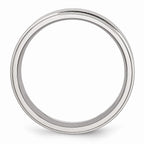 Chisel Stainless Steel Ridged Edge 7mm Brushed And Polished Wedding Band