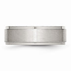 Chisel Stainless Steel Ridged Edge 7mm Brushed And Polished Wedding Band