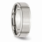 Chisel Stainless Steel Ridged Edge 7mm Brushed And Polished Wedding Band