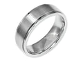 Chisel Stainless Steel Ridged Edge 7mm Brushed And Polished Wedding Band