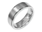 Chisel Stainless Steel Ridged Edge 7mm Brushed And Polished Wedding Band