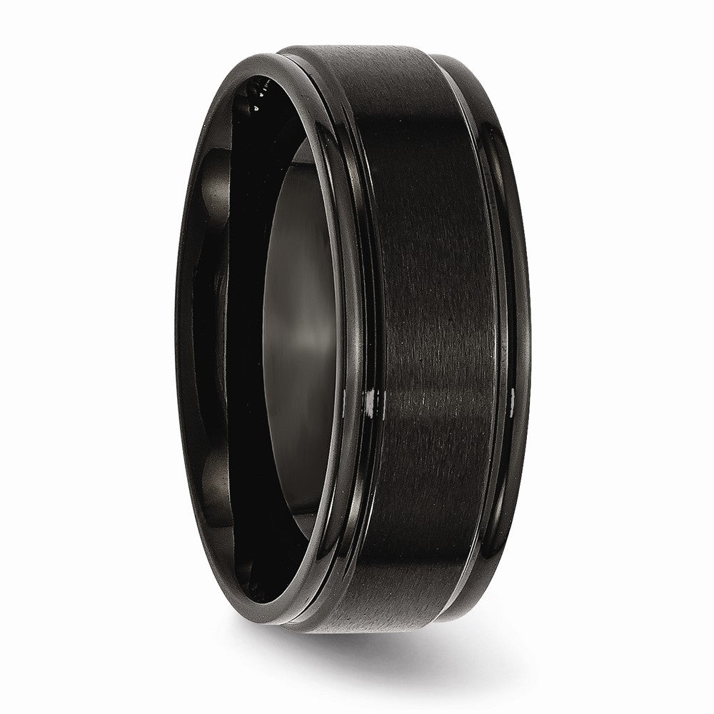 Chisel Stainless Steel 8mm Black Ip-plated Brushed Center/polished Edges Wedding Band