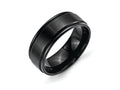 Chisel Stainless Steel 8mm Black Ip-plated Brushed Center/polished Edges Wedding Band