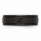 Chisel Stainless Steel 7mm Black Ip-plated Hammered And Polished Wedding Band