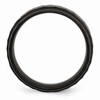 Chisel Stainless Steel 8mm Black Ip-plated Hammered/polished Beveled Edge Wedding Band