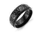 Chisel Stainless Steel 8mm Black Ip-plated Hammered/polished Beveled Edge Wedding Band