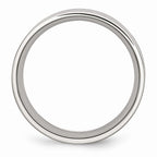 Chisel Stainless Steel 8mm Double Row Black Carbon Fiber Inlay Polished Wedding Band
