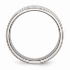 Chisel Stainless Steel Ridged Edge 8mm Brushed And Polished Wedding Band