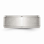 Chisel Stainless Steel Ridged Edge 8mm Brushed And Polished Wedding Band
