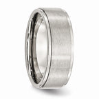 Chisel Stainless Steel Ridged Edge 8mm Brushed And Polished Wedding Band