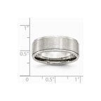 Chisel Stainless Steel Ridged Edge 8mm Brushed And Polished Wedding Band