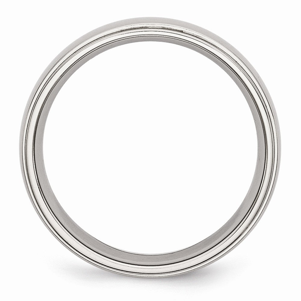 Chisel Stainless Steel Ridged Edge 6mm Polished Wedding Band