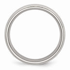 Chisel Stainless Steel Ridged Edge 6mm Polished Wedding Band