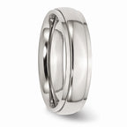 Chisel Stainless Steel Ridged Edge 6mm Polished Wedding Band