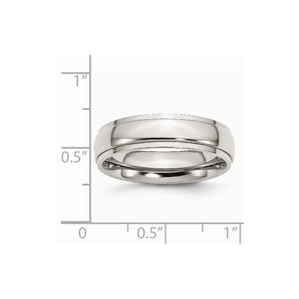 Chisel Stainless Steel Ridged Edge 6mm Polished Wedding Band