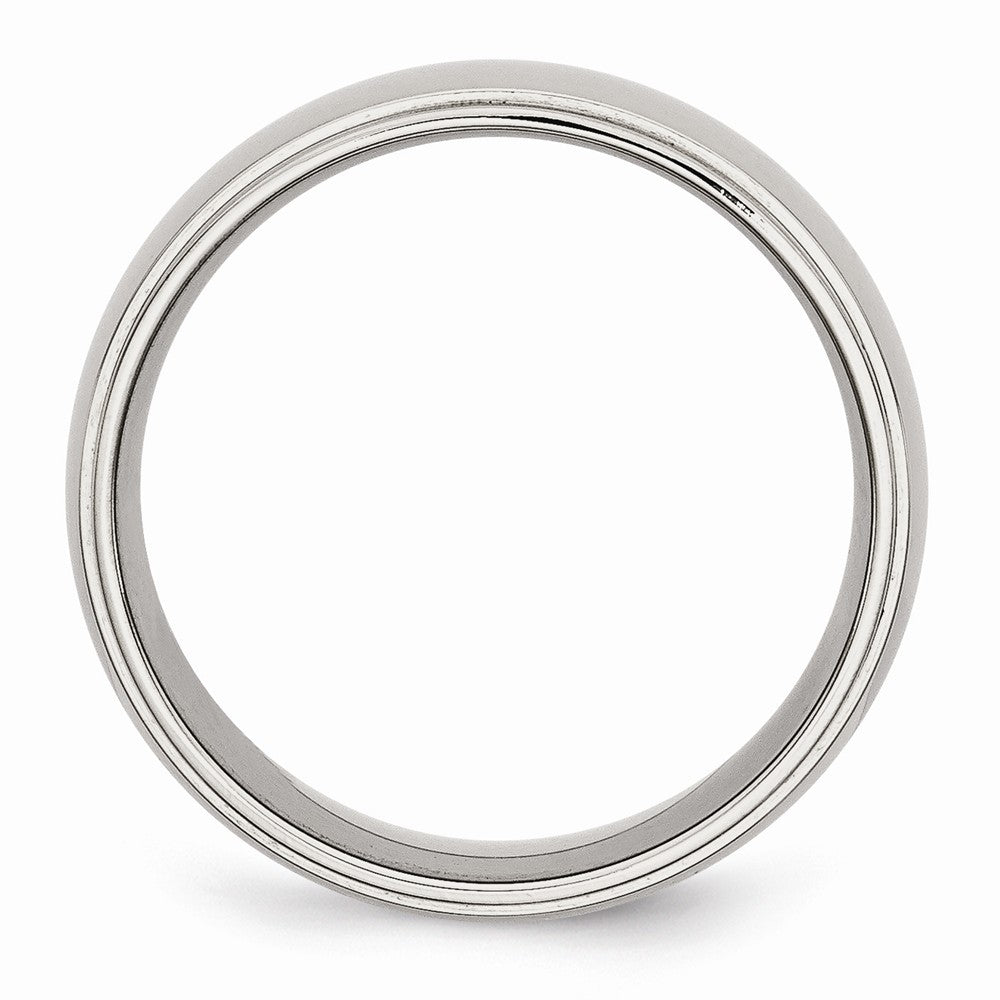 Chisel Stainless Steel Ridged Edge 8mm Polished Wedding Band