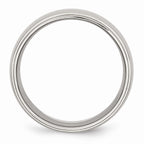 Chisel Stainless Steel Ridged Edge 8mm Polished Wedding Band