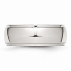 Chisel Stainless Steel Ridged Edge 8mm Polished Wedding Band