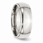 Chisel Stainless Steel Ridged Edge 8mm Polished Wedding Band