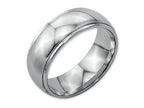 Chisel Stainless Steel Ridged Edge 8mm Polished Wedding Band