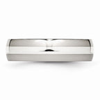 Chisel Stainless Steel Sterling Silver Inlay 6mm Polished Wedding Band