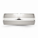 Chisel Stainless Steel Sterling Silver Inlay 8mm Polished Wedding Band