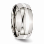 Chisel Stainless Steel Sterling Silver Inlay 8mm Polished Wedding Band