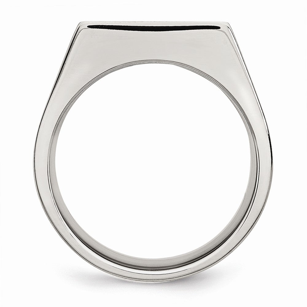 Chisel Stainless Steel Polished And Brushed Signet Ring