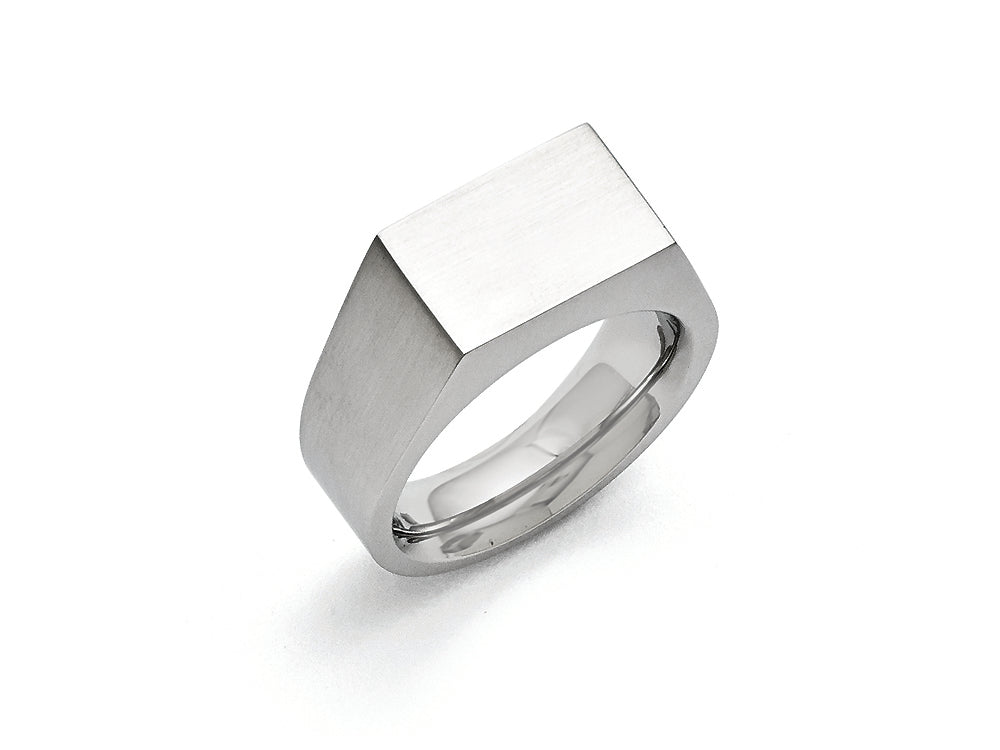 Chisel Stainless Steel Polished And Brushed Signet Ring
