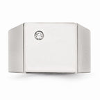 Chisel Stainless Steel Polished CZ Signet Ring