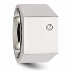 Chisel Stainless Steel Polished CZ Signet Ring