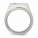Chisel Stainless Steel Polished And Brushed CZ Signet Ring