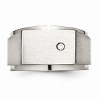 Chisel Stainless Steel Polished And Brushed CZ Signet Ring
