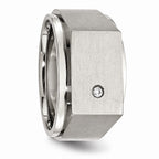 Chisel Stainless Steel Polished And Brushed CZ Signet Ring