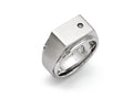 Chisel Stainless Steel Polished And Brushed CZ Signet Ring