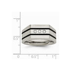 Chisel Stainless Steel Brushed Black Ip-plated CZs Ring