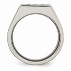 Chisel Stainless Steel Brushed Black Ip-plated CZs Ring