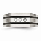Chisel Stainless Steel Brushed Black Ip-plated CZs Ring