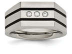 Chisel Stainless Steel Brushed Black Ip-plated CZs Ring