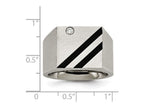 Chisel Stainless Steel Brushed Black Ip-plated CZ Ring