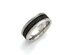 Chisel Stainless Steel Polished Grooved/genuine Stingray Textured  8mm Ring