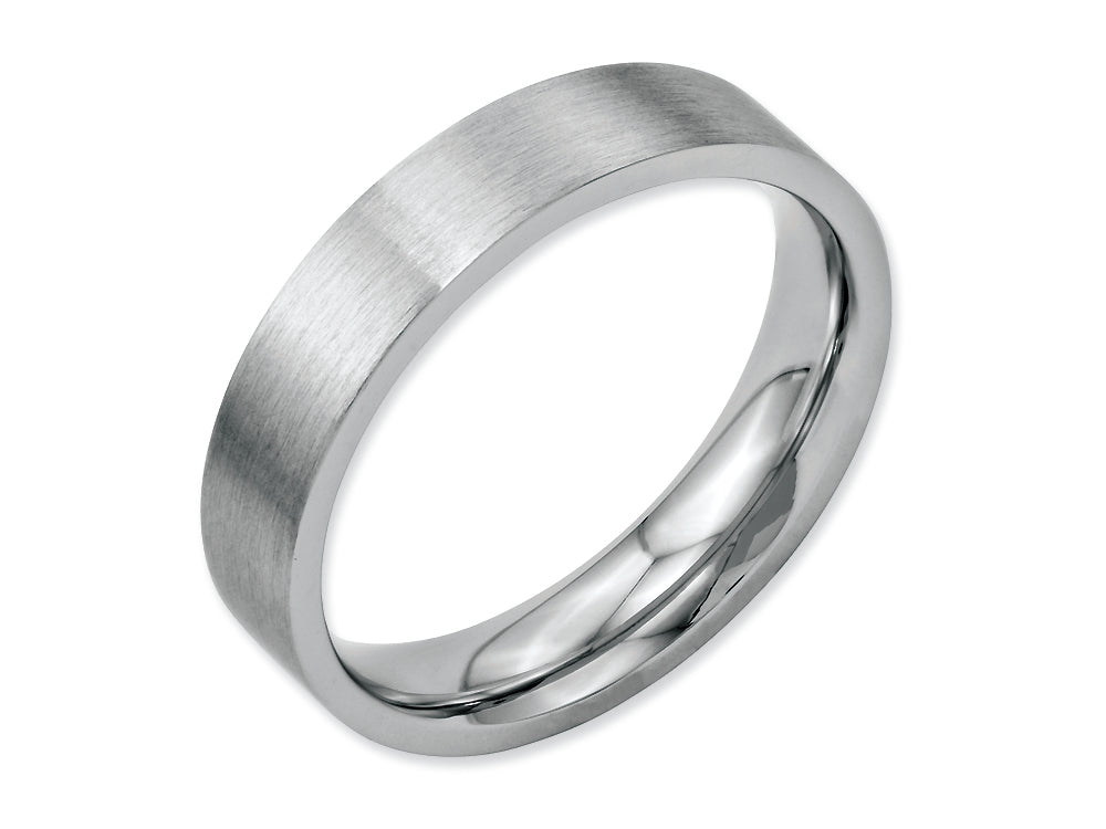 Chisel Stainless Steel Flat 5mm Brushed Wedding Band