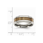 Chisel Stainless Steel Polished Wood Inlay Enameled 8.00mm Ring