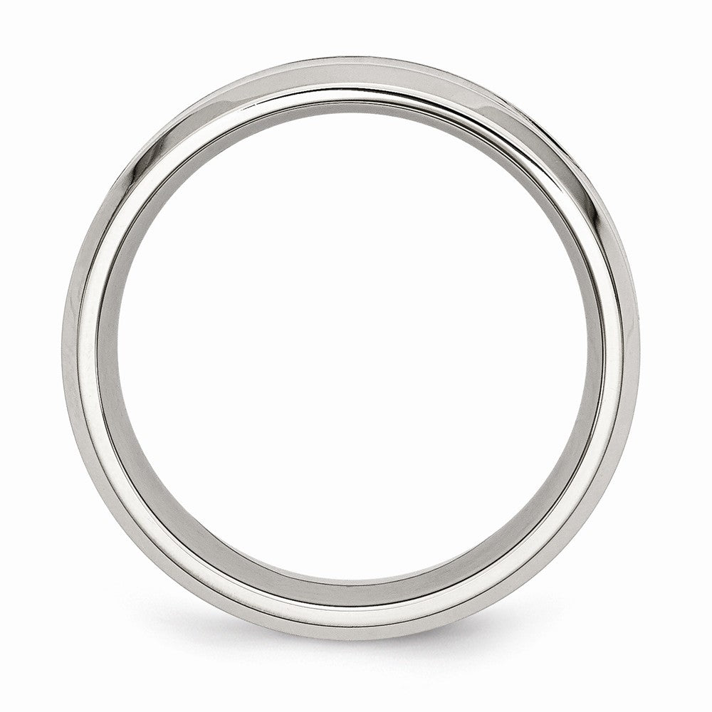 Chisel Stainless Steel Polished Wood Inlay Enameled 8.00mm Ring