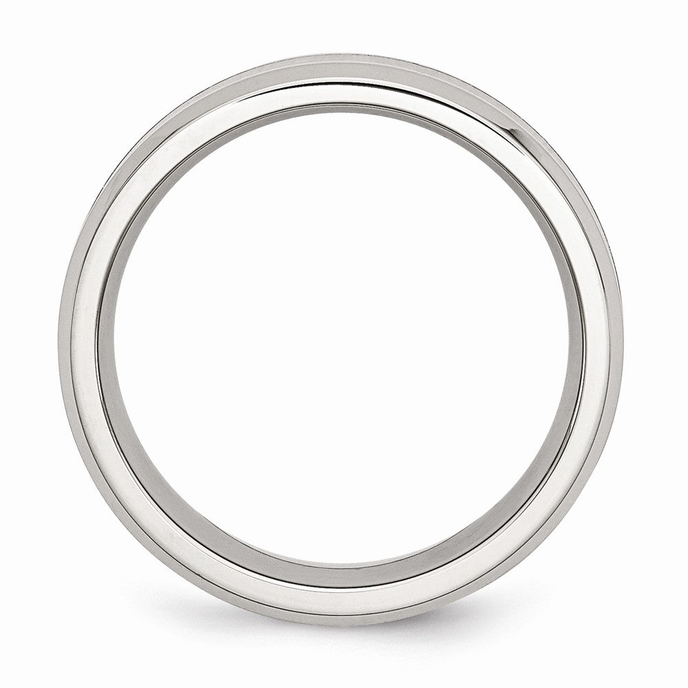 Chisel Stainless Steel Polished Red/orange Wood Enameled 8.00mm Ring