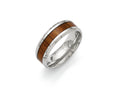 Chisel Stainless Steel Polished Red/orange Wood Enameled 8.00mm Ring