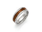 Chisel Stainless Steel Polished Red/orange Wood Enameled 8.00mm Ring