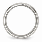 Chisel Stainless Steel Polished Red Wood Inlay Enameled 8.00mm Ring