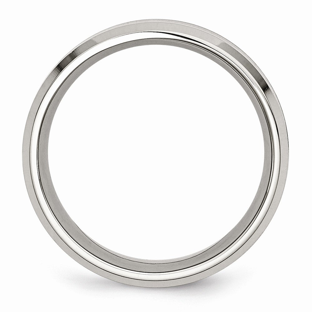 Chisel Stainless Steel Polished Red Wood Inlay Enameled 8.00mm Ring